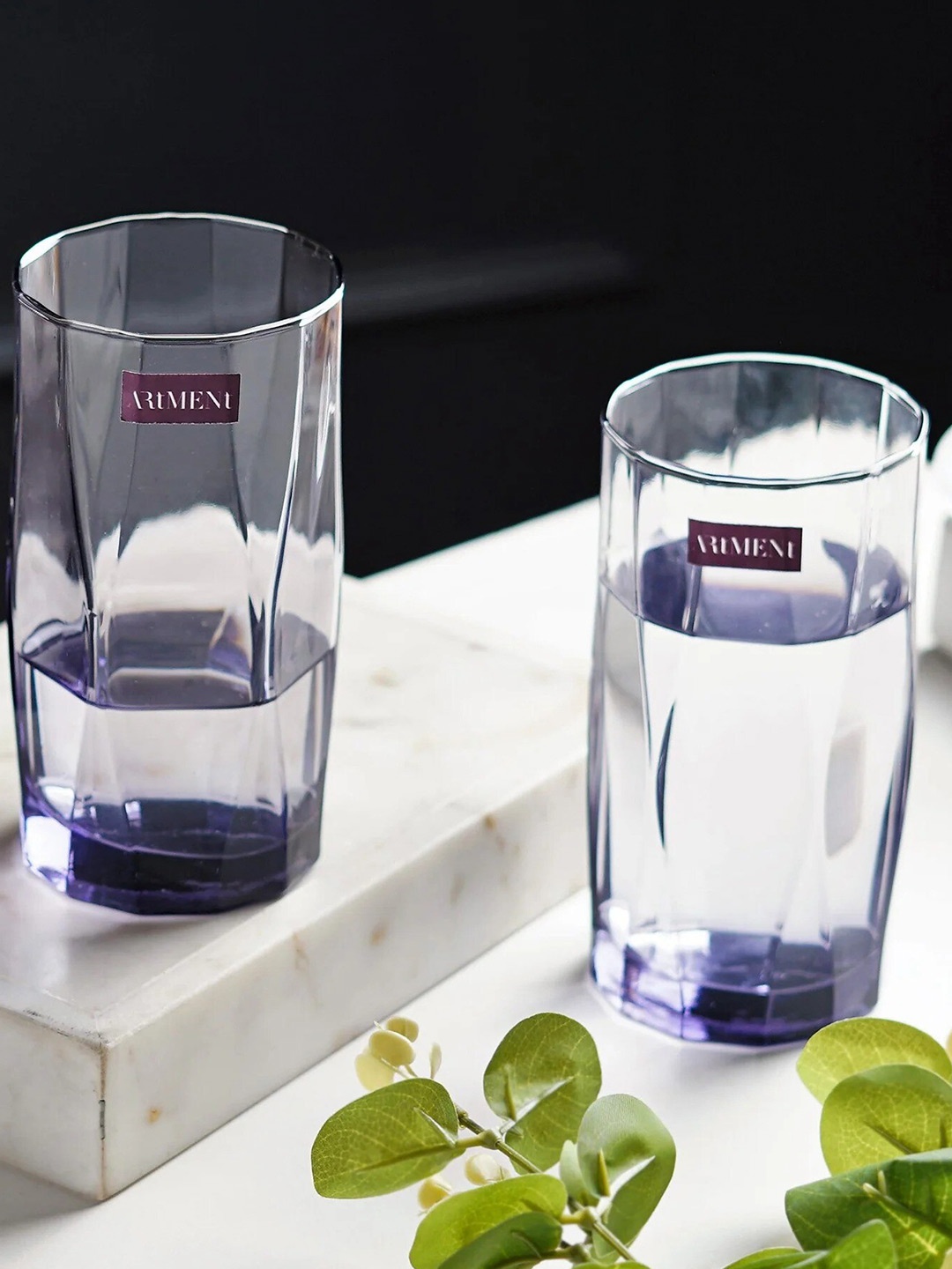 

THE ARTMENT Amethyst Noir Transparent 4 Pcs Water or Juice Glass 400 ml Each