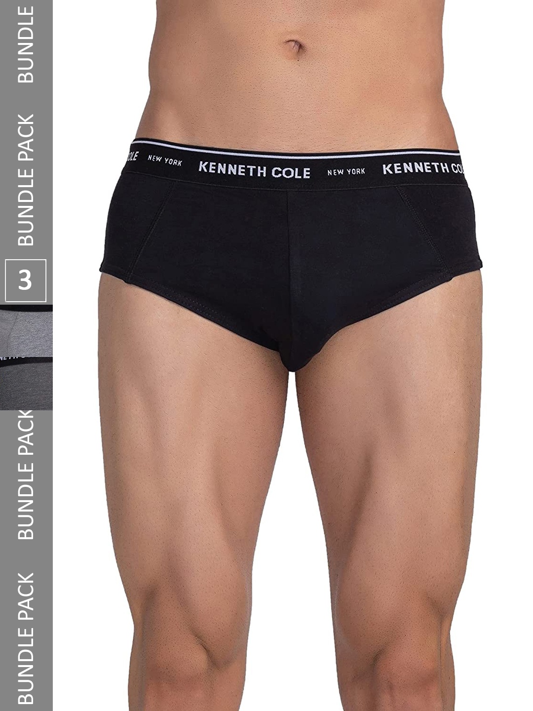 

Kenneth Cole Men Pack Of 3 Cotton Basic Briefs, Grey