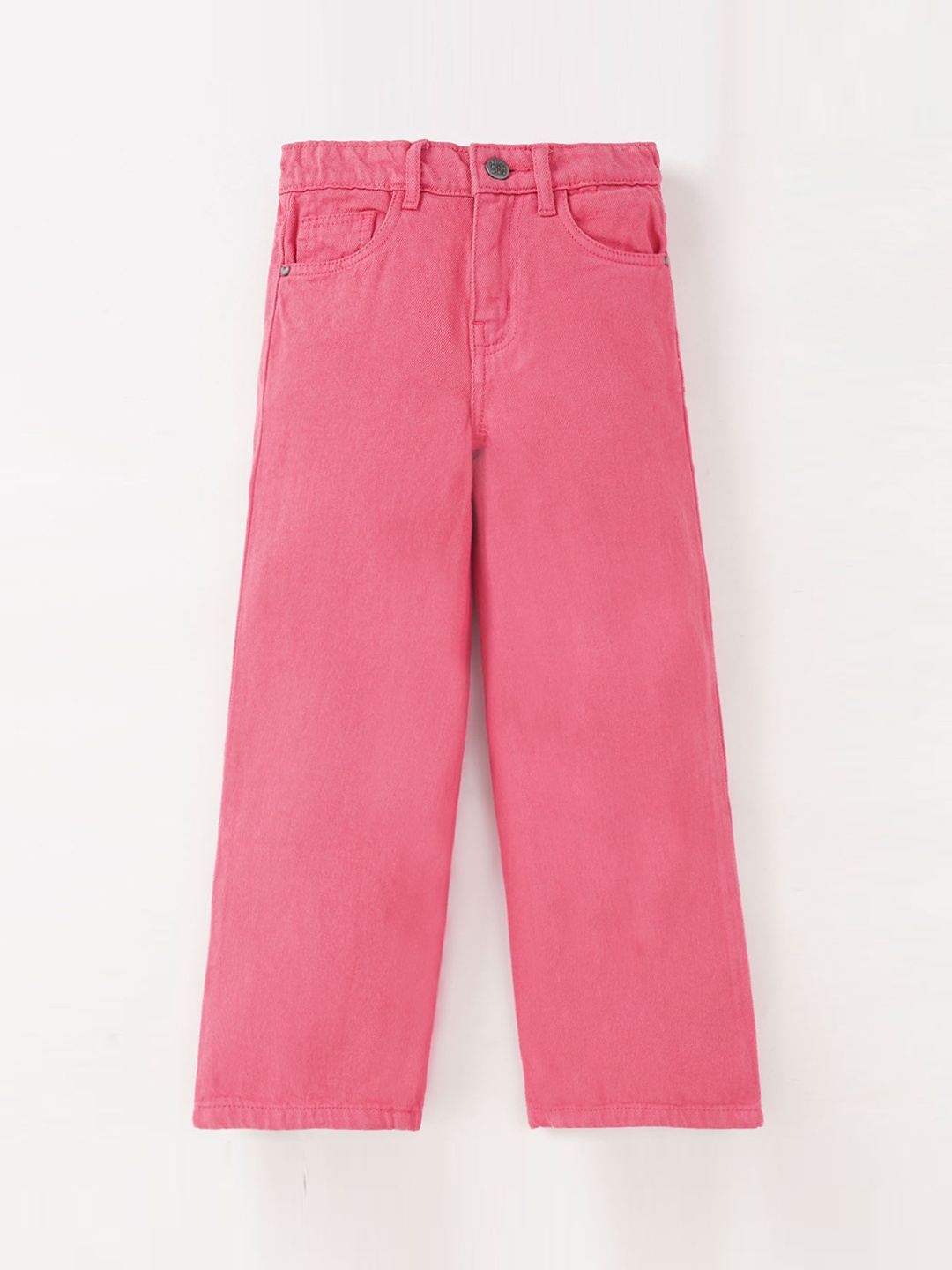 

Ed-a-Mamma Girls Wide Leg Stretchable Cotton Jeans, Pink