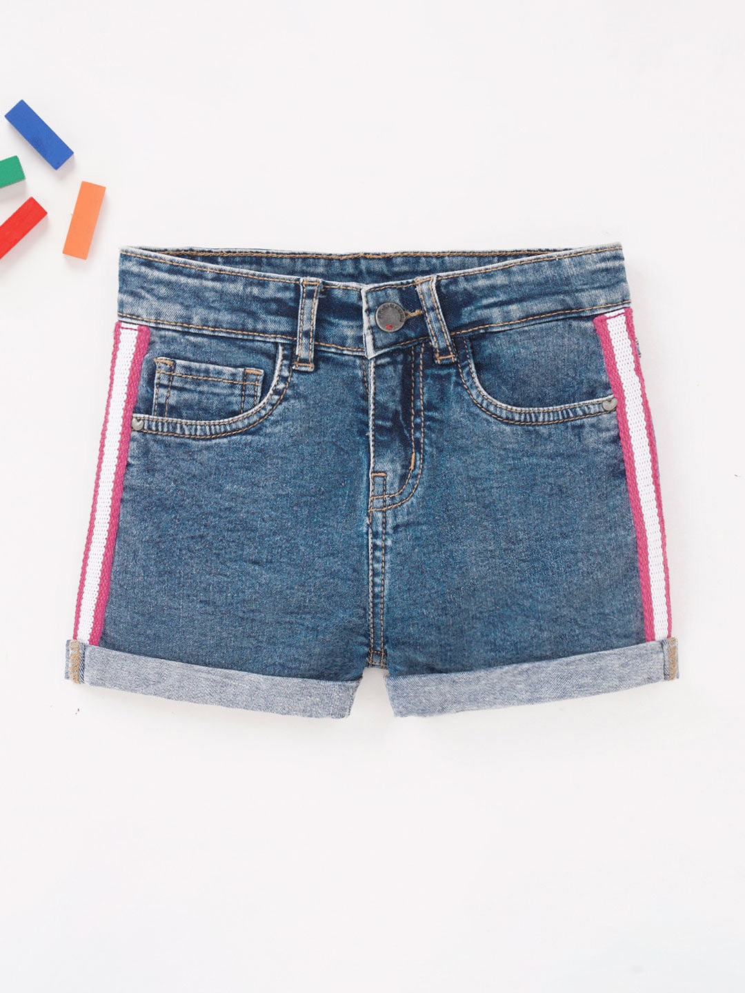

Ed-a-Mamma Girls Regular Fit Cotton Denim Shorts, Blue