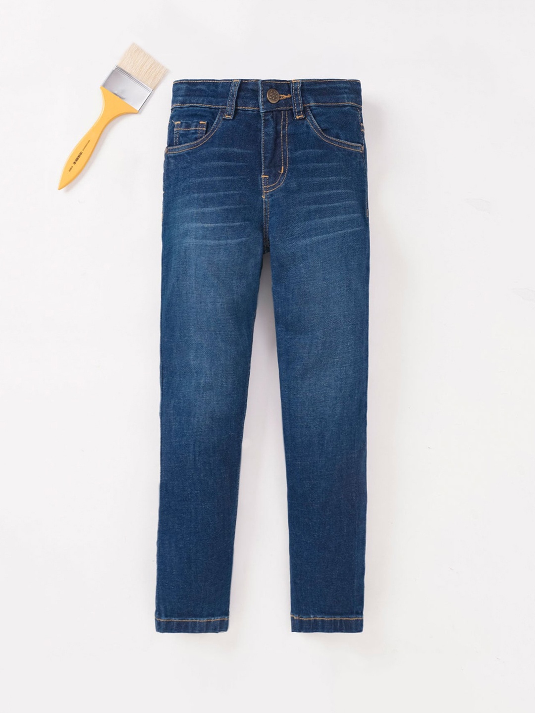 

Ed-a-Mamma Boys Slim Fit Light Fade Stretchable Jeans, Blue