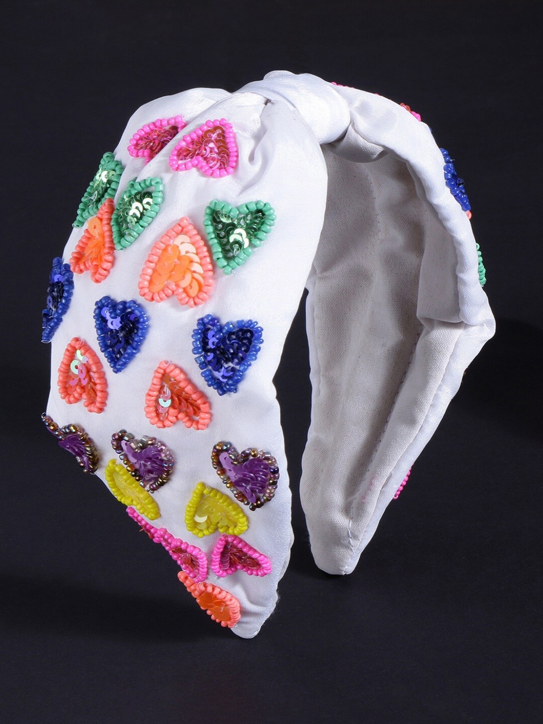 

JIRON Women Heart Shaped Embellished Hairband, White