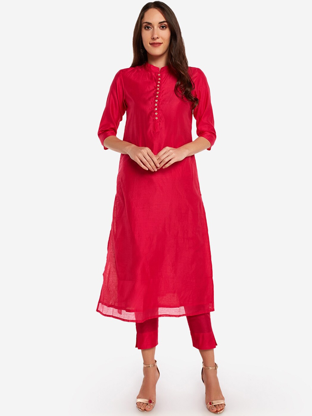 

Desi Weavess Kurta with Trousers, Pink