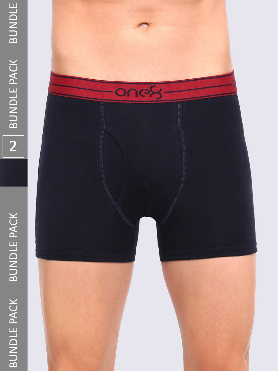 

one8 by Virat Kohli Men Pack Of 2 Mid-Rise Outer Elastic Trunks, Navy blue