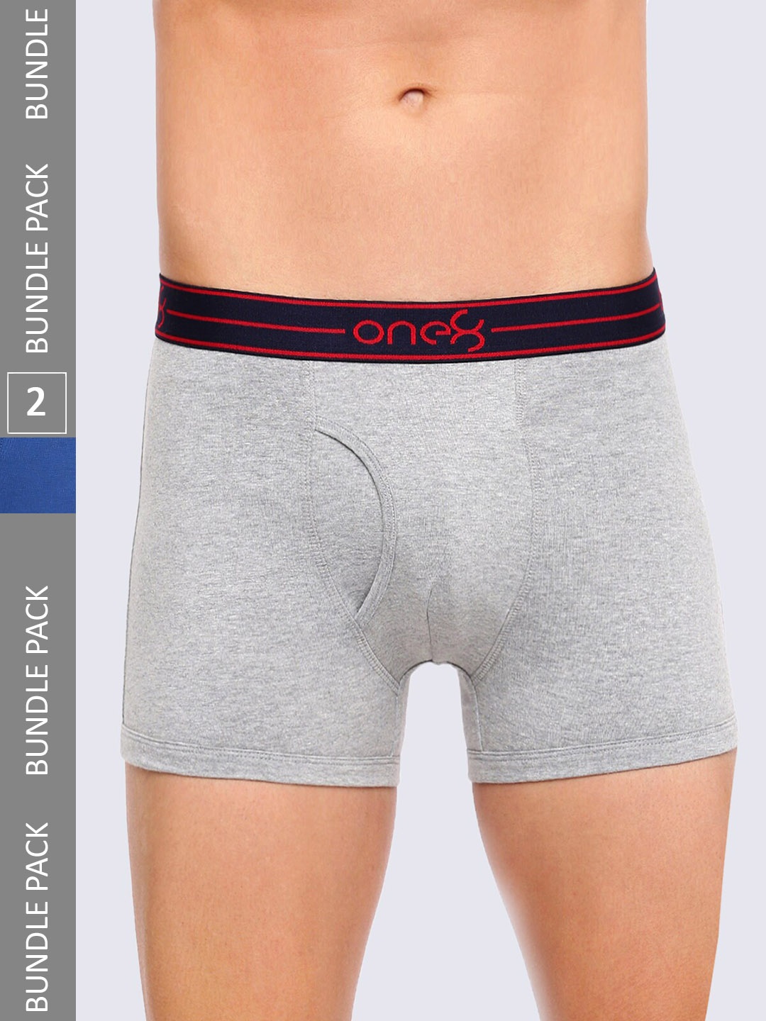 

one8 by Virat Kohli Men Pack Of 2 Mid-Rise Outer Elastic Trunks, Blue