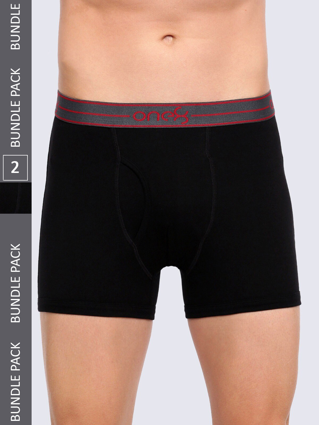 

one8 by Virat Kohli Men Pack Of 2 Mid Rise Outer Elastic Trunks, Black