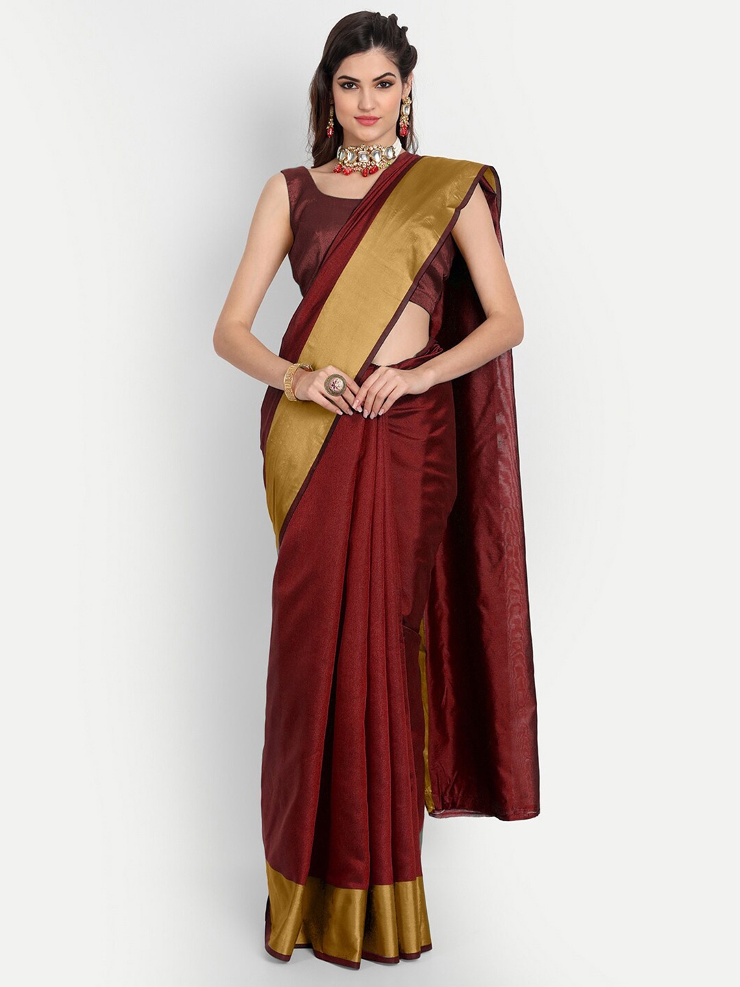 

MotiHamir Zari Cotton Blend Kota Saree, Maroon