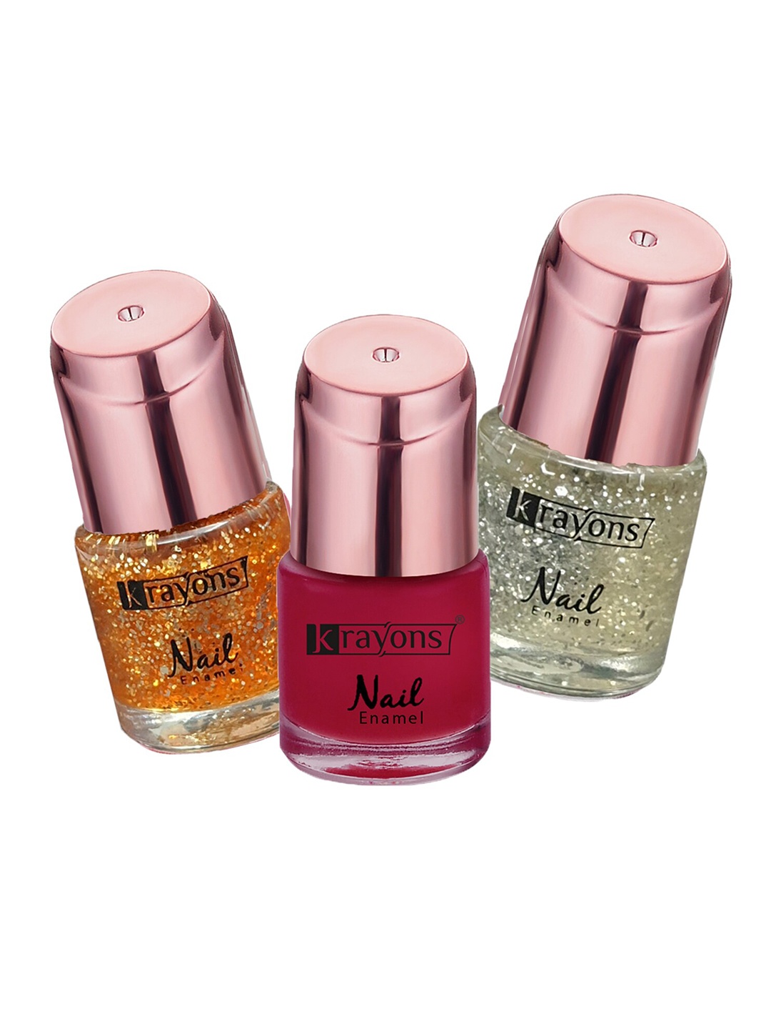 krayons Set of 3 Color Me Crazy Gel Long Lasting Nail Polish - 8 ml each, Gold