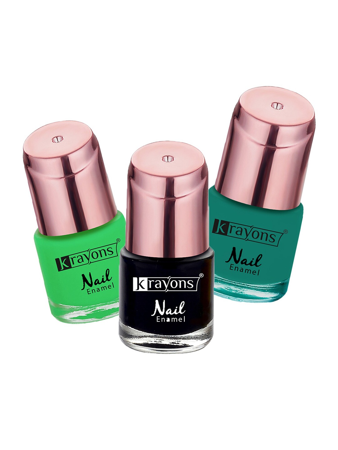 krayons Set of 3 ColorMe Crazy Long-Lasting Nail Enamels - 8ml each, Green