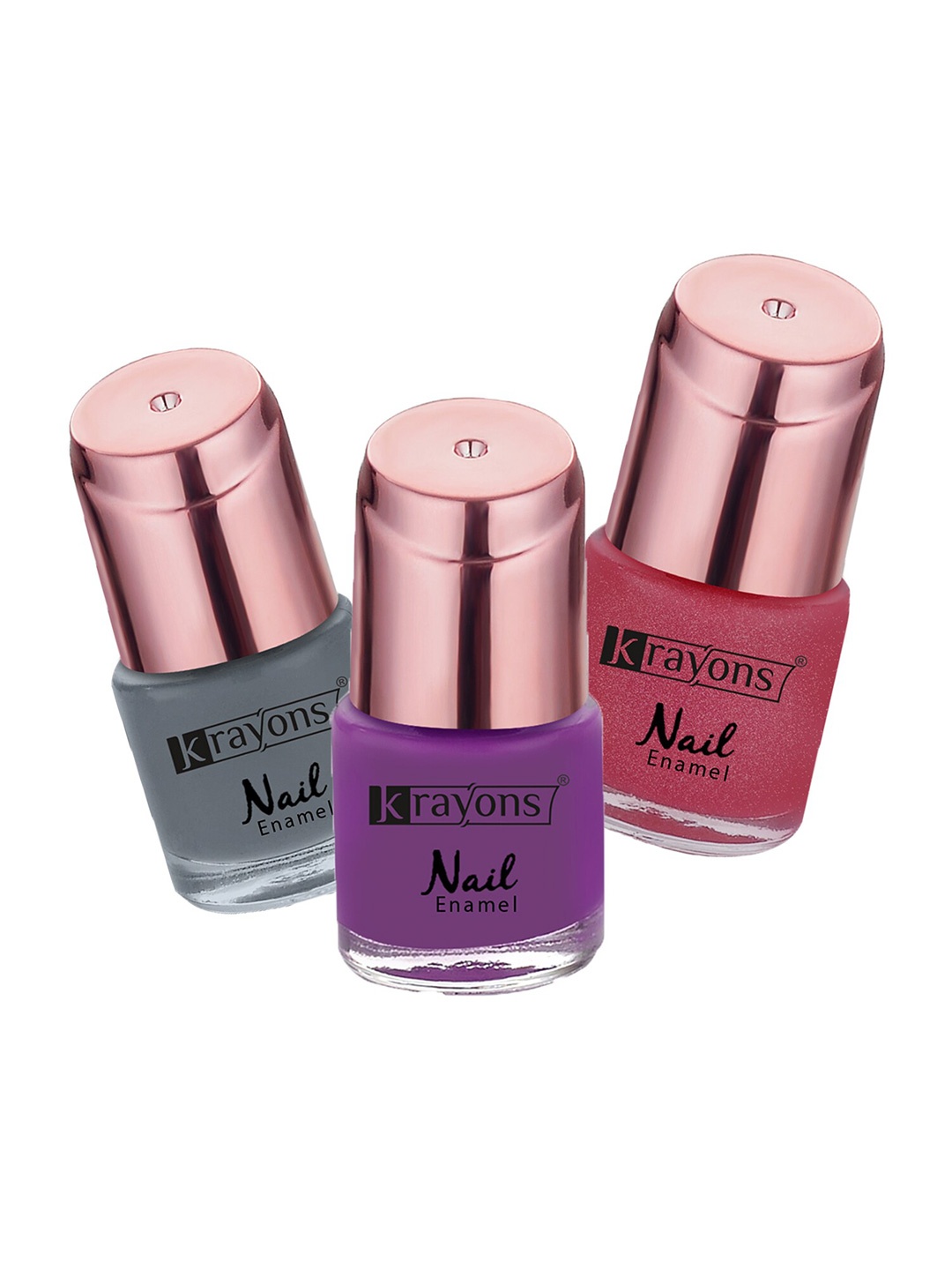 

krayons Set of 3 Color Me Crazy Gel Long Lasting Nail Polish - 8 ml each, Grey