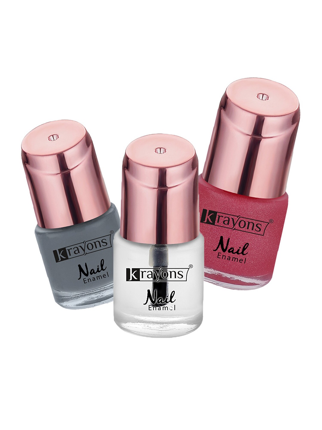 

krayons Set of 3 Color Me Crazy Gel Long Lasting Nail Polish - 8 ml each, Grey