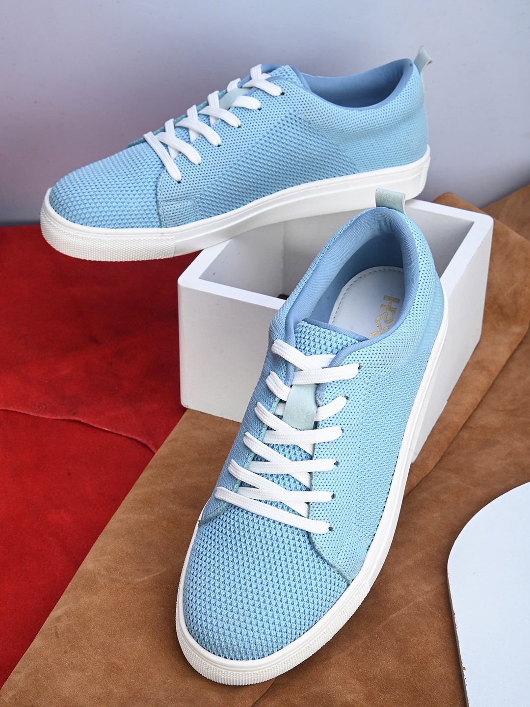 

HRX by Hrithik Roshan Women Synthetic Leather Lace-Up Sneakers, Turquoise blue