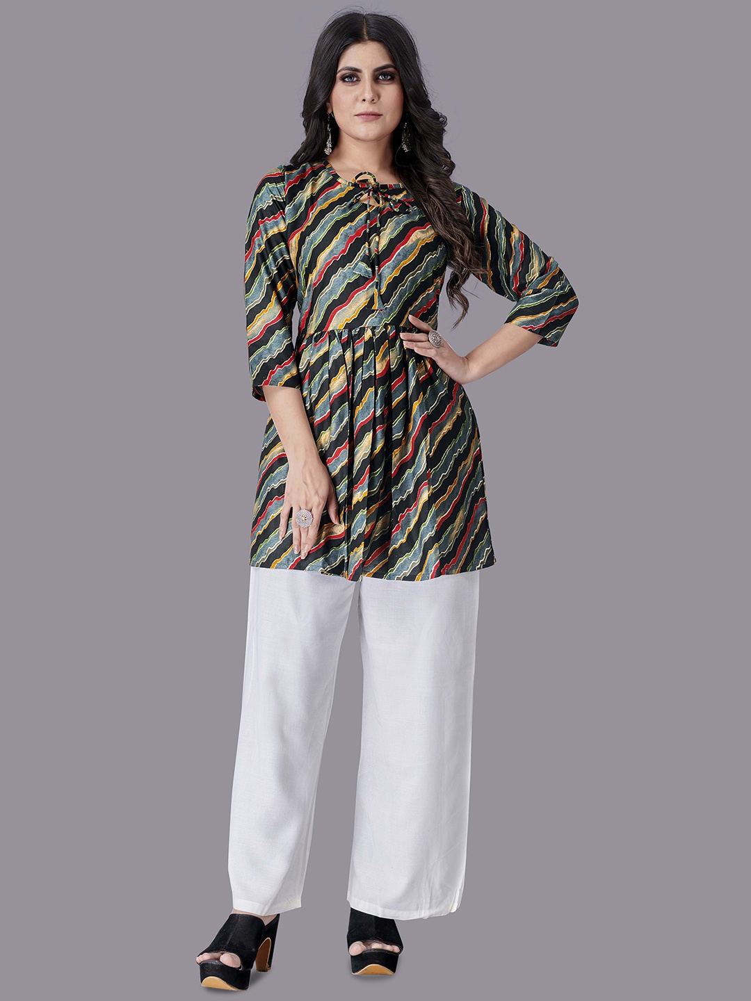 

Fashion FRICKS Striped A-Line Top, Grey