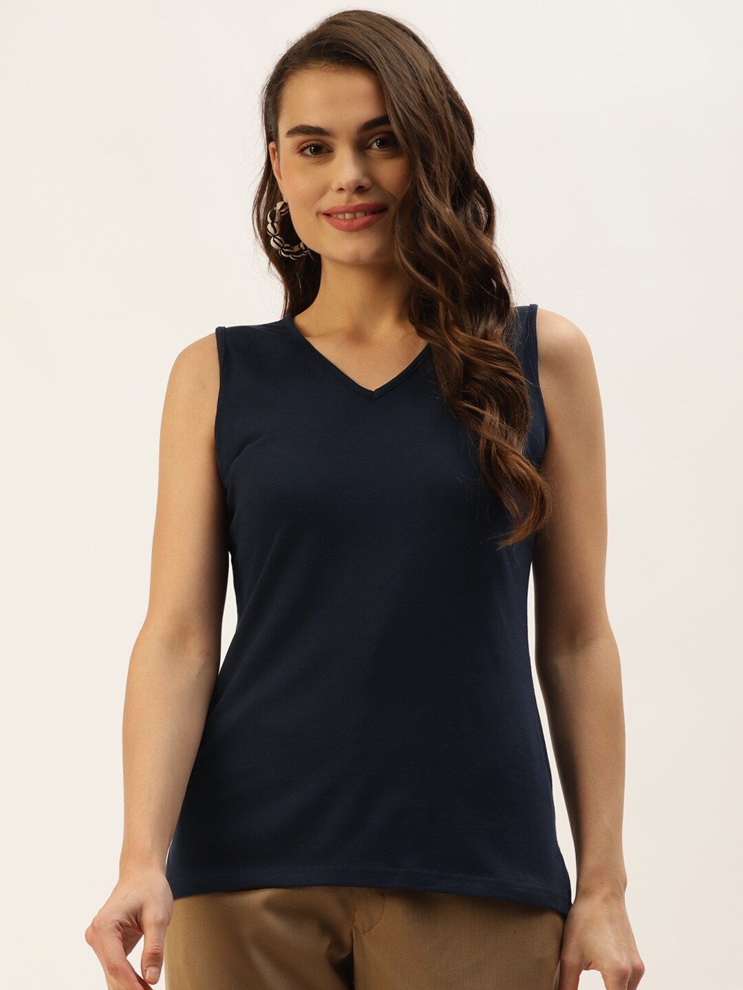 

BRINNS V-Neck Sleeveless Knitted Top, Navy blue