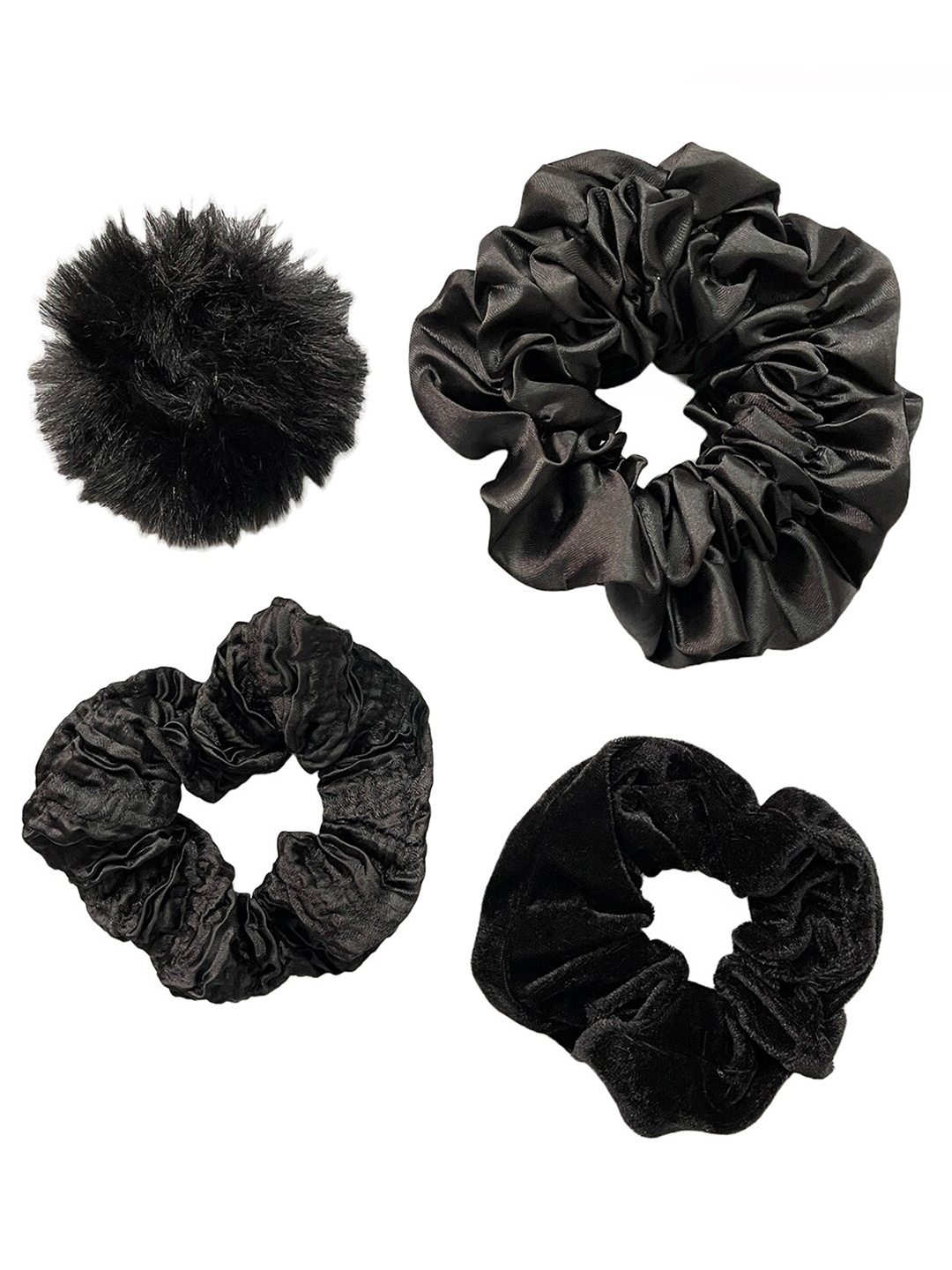 

Ayesha Women Set of 4 Black Scrunchies