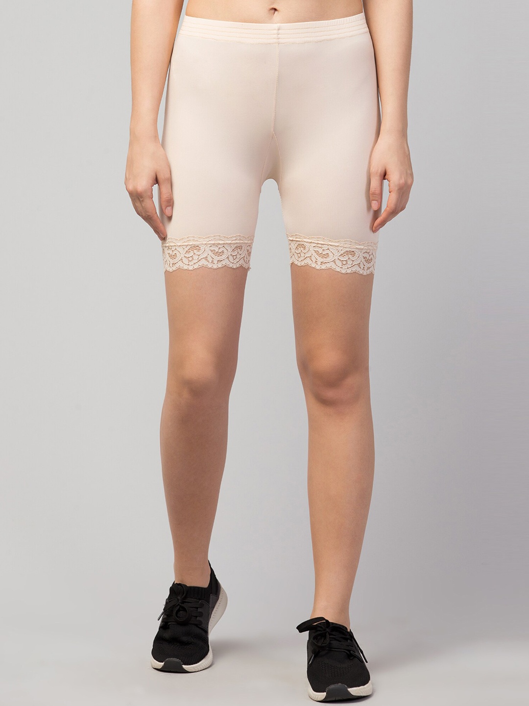 

Apraa & Parma Women Skinny Fit Cycling Sports Shorts with e-Dry Technology, Beige