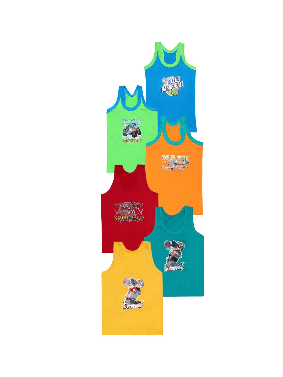 

CAREPLUS Boys Pack Of 6 Printed Cotton Innerwear vest, Green
