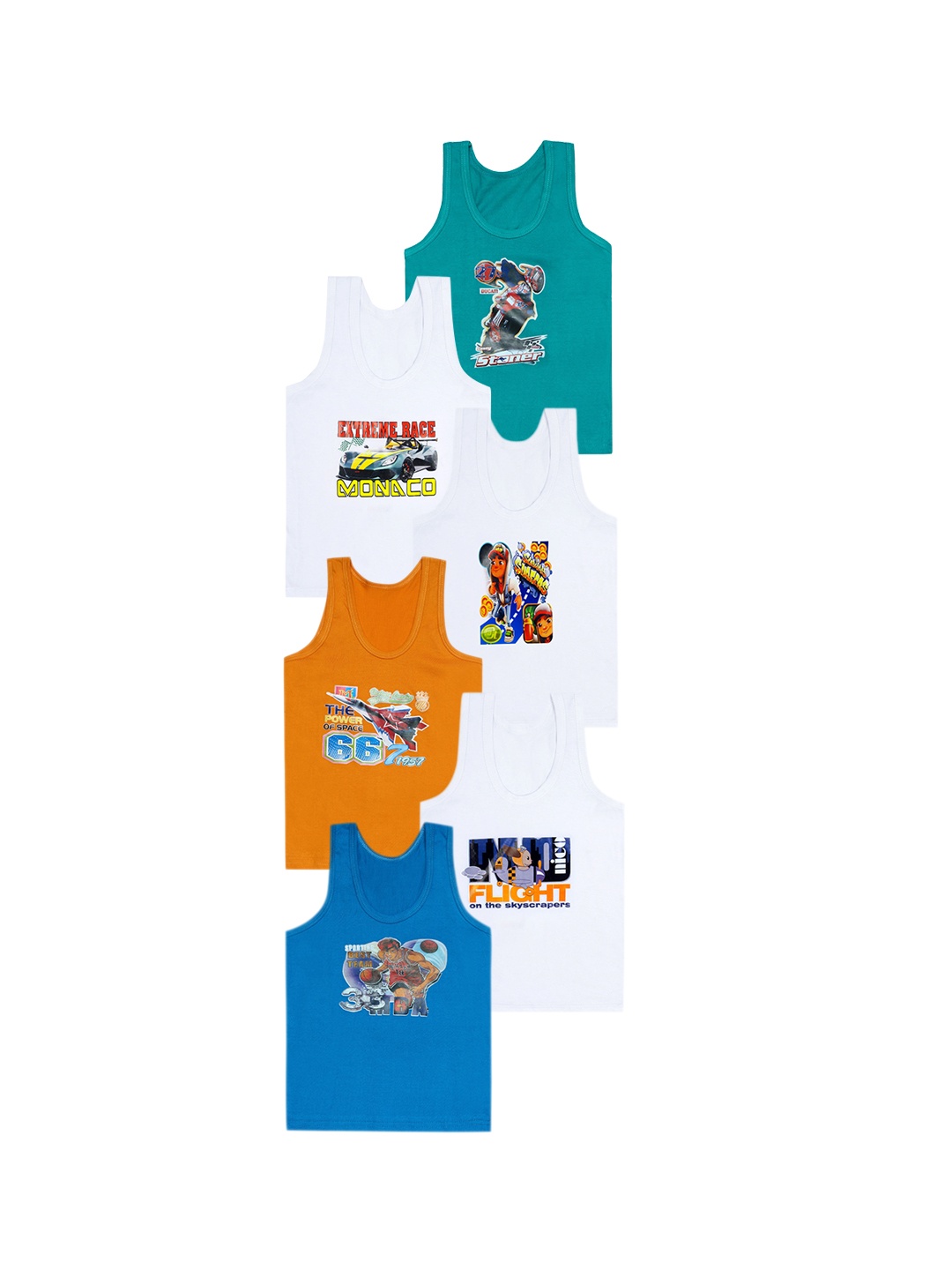 

CAREPLUS Boys Pack Of 6 Cotton Innerwear vest, White