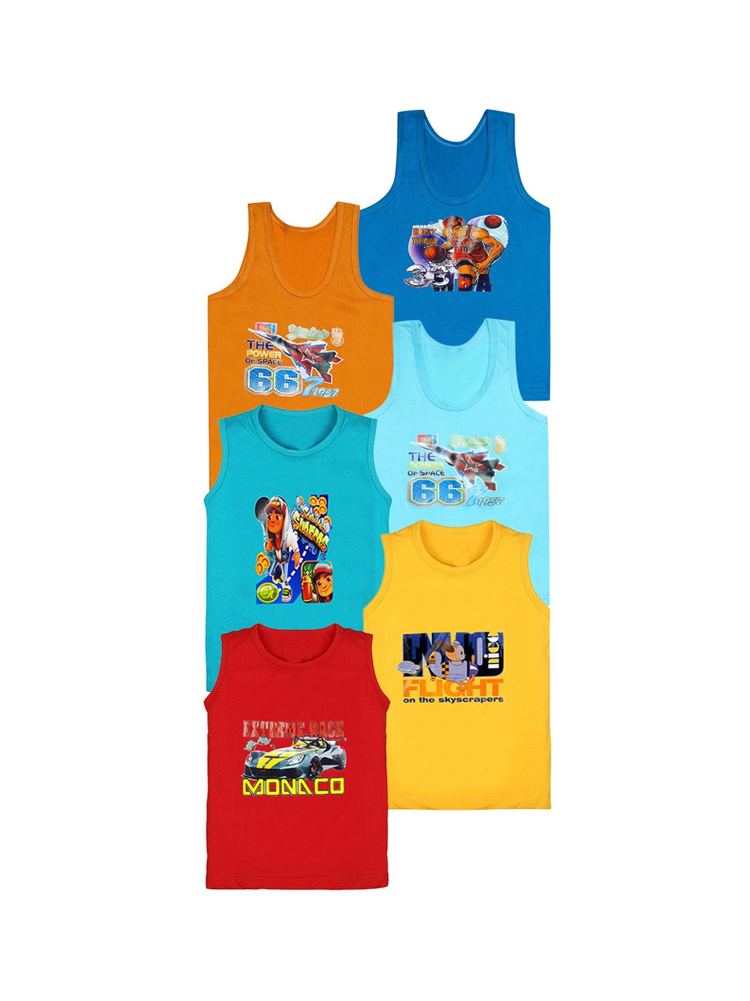

CAREPLUS Boys Pack Of 6 Printed Cotton Innerwear vest, Red