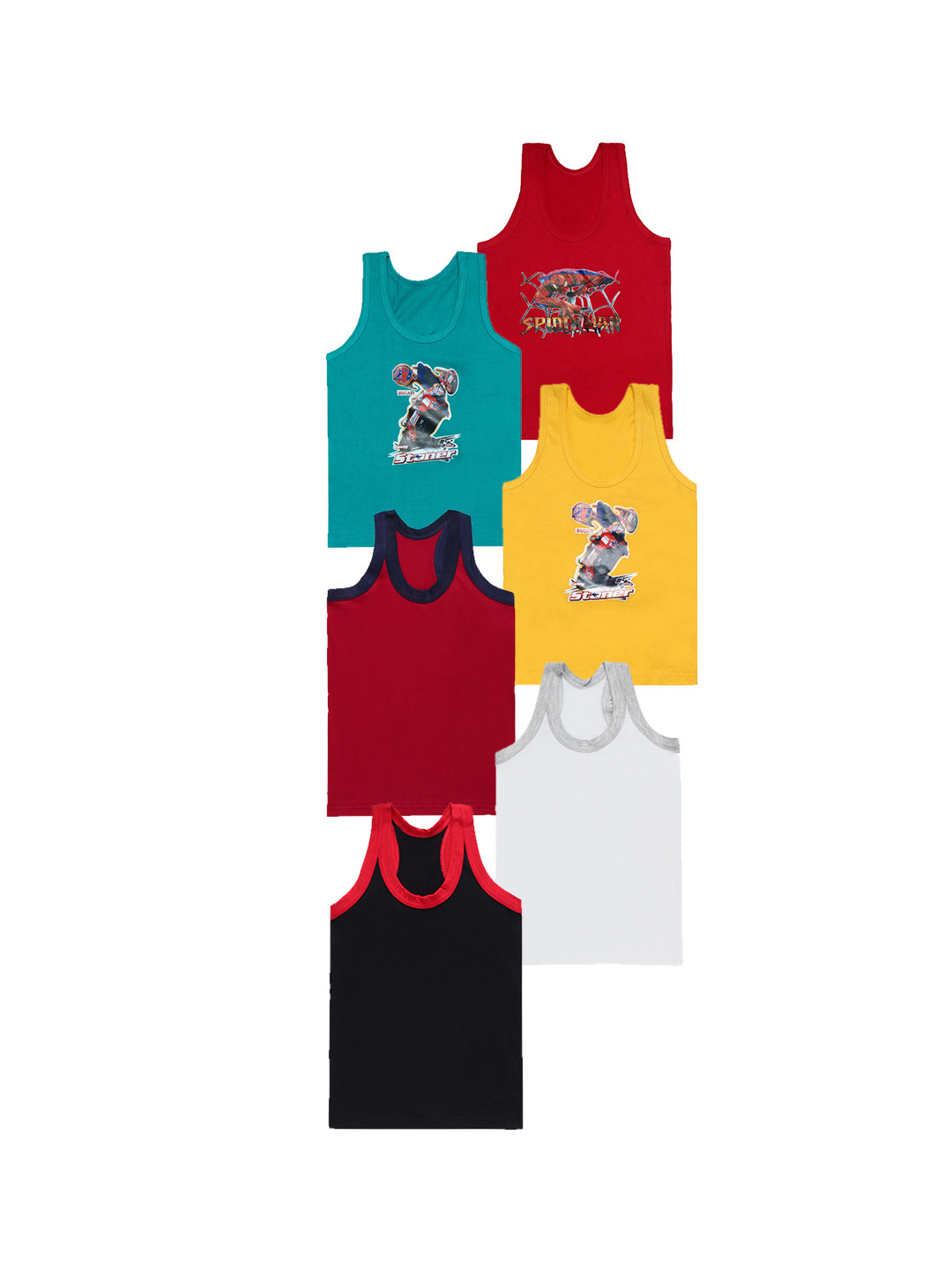

CAREPLUS Boys Pack Of 6 Cotton Innerwear vest, Assorted