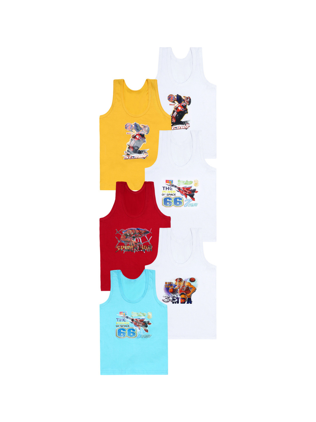 

CAREPLUS Boys Pack Of 6 Assorted Cotton Innerwear vest