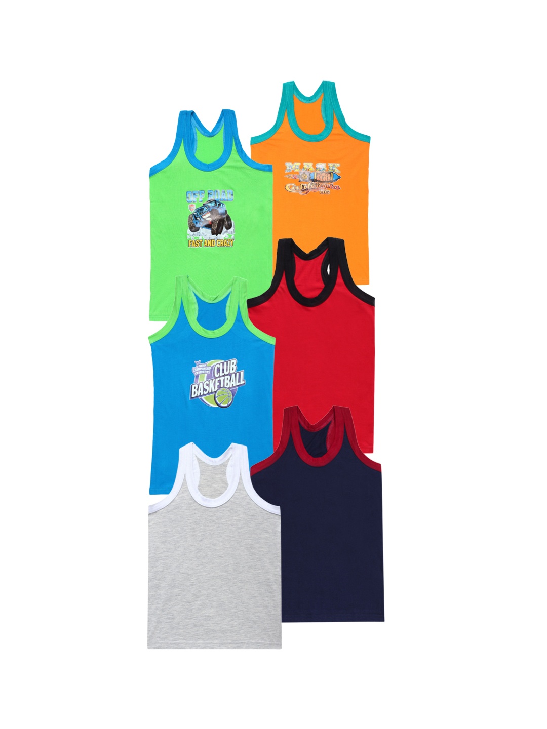 

CAREPLUS Boys Pack Of 6 Assorted Cotton Undershirts Innerwear Vest