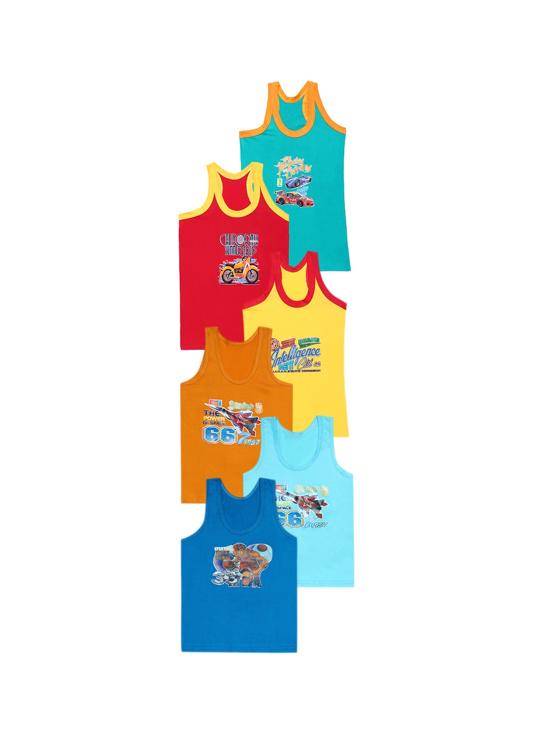 

CAREPLUS Boys Pack Of 6 Printed Cotton Innerwear vest, Red