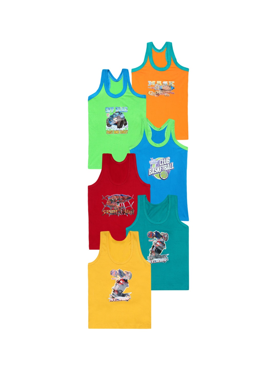 

CAREPLUS Boys Pack Of 6 Cotton Innerwear Vests, Orange
