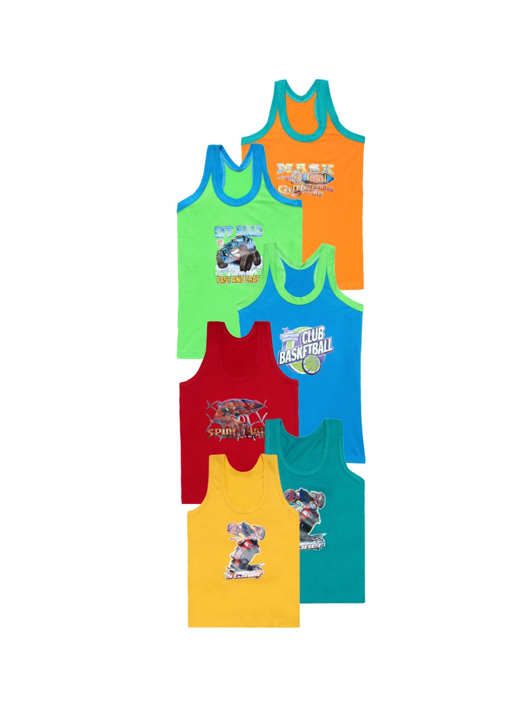 

CAREPLUS Boys Pack Of 6 Printed Cotton Innerwear Vests, Blue