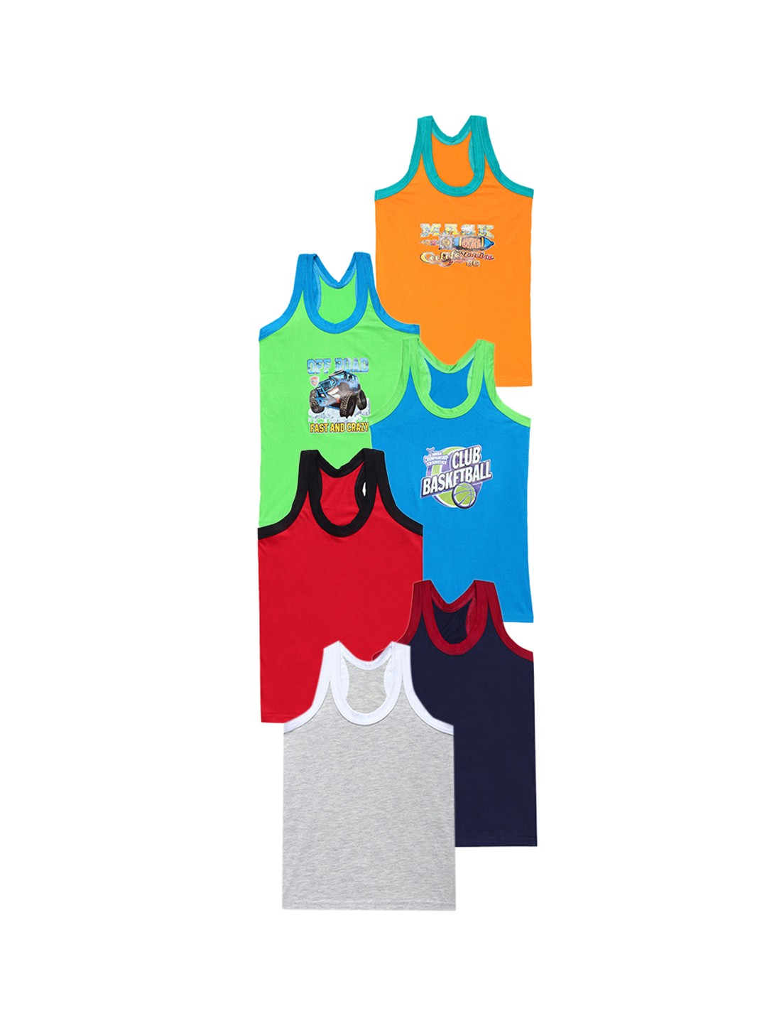 

CAREPLUS Boys Pack Of 6 Printed Cotton Innerwear Vests, Red