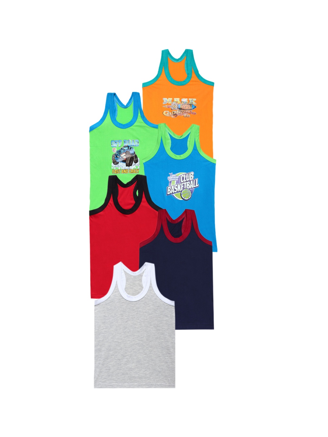 

CAREPLUS Boys Pack Of 6 Printed Cotton Innerwear Vests, Blue