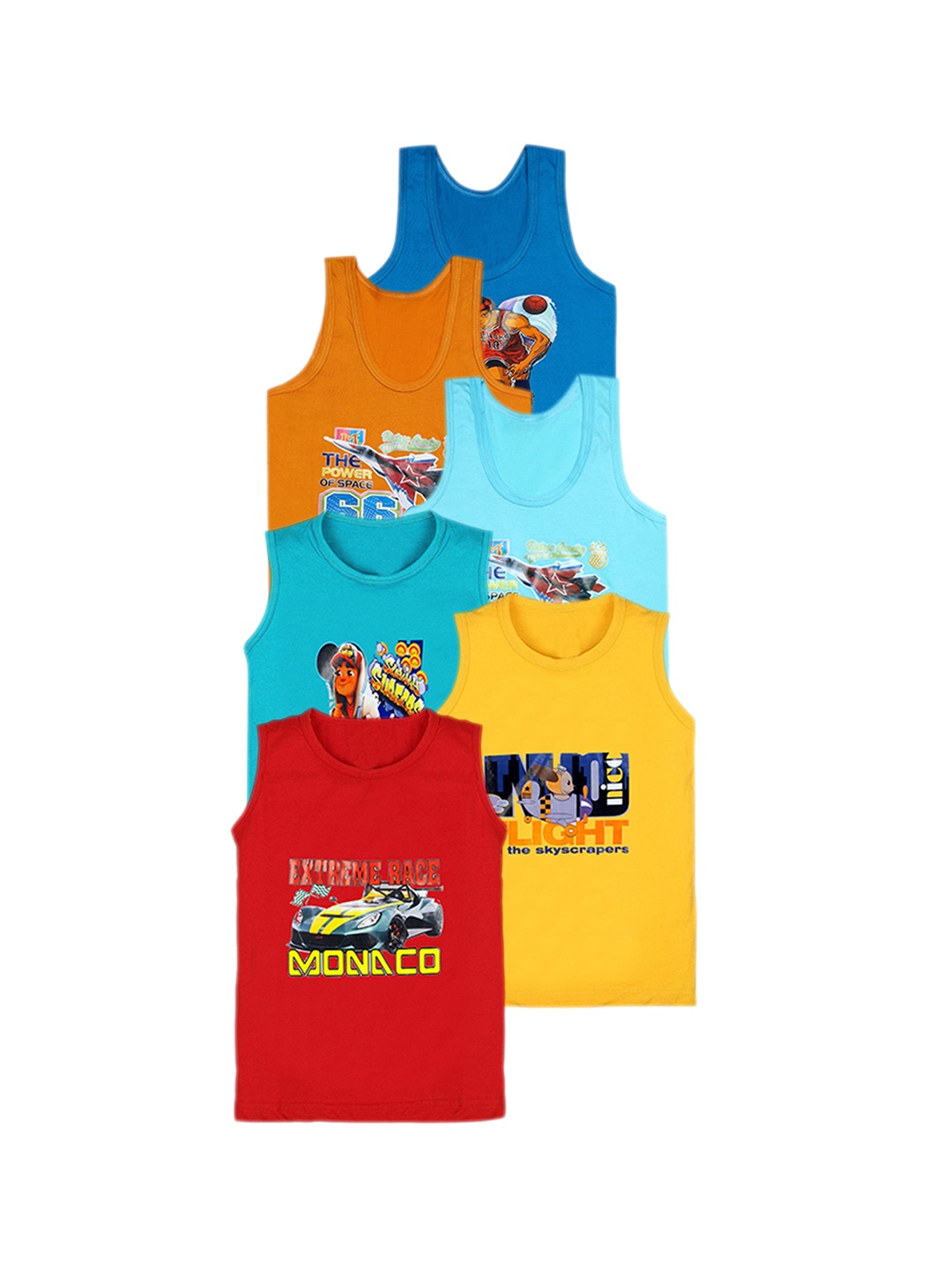 

CAREPLUS Boys Pack Of 6 Assorted Cotton Undershirts Innerwear Vest