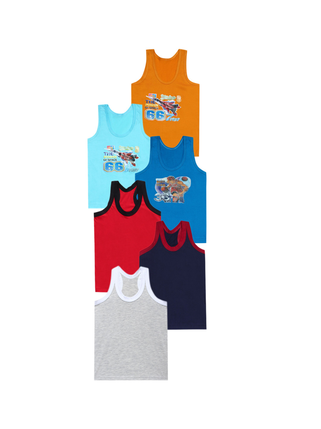 

CAREPLUS Boys Pack Of 6 Cotton Innerwear vest, Grey melange