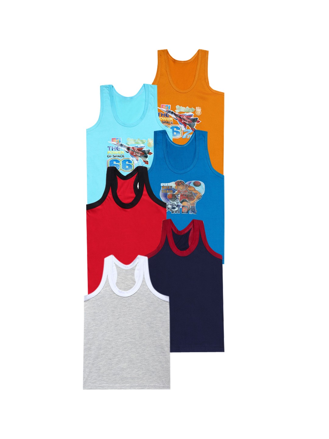 

CAREPLUS Boys Pack Of 6 Printed Cotton Innerwear Vests, Assorted