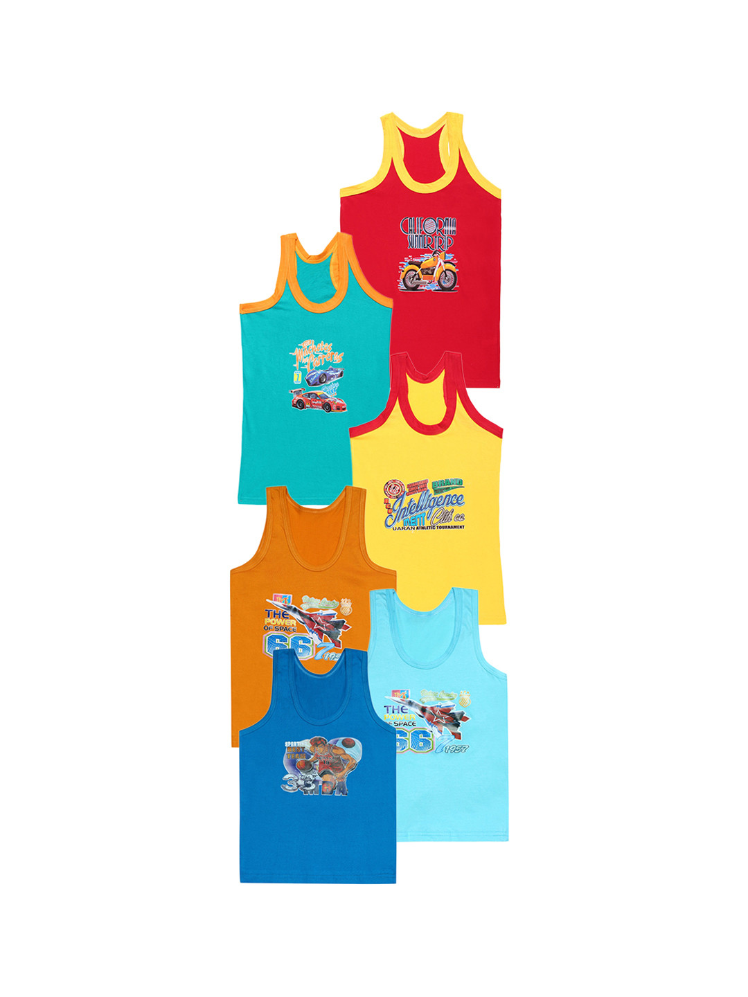 

CAREPLUS Boys Pack Of 6 Assorted Cotton Undershirts Innerwear Vest