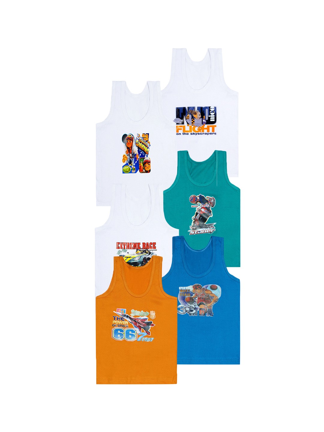 

CAREPLUS Boys Pack Of 6 Cotton Vests, Blue