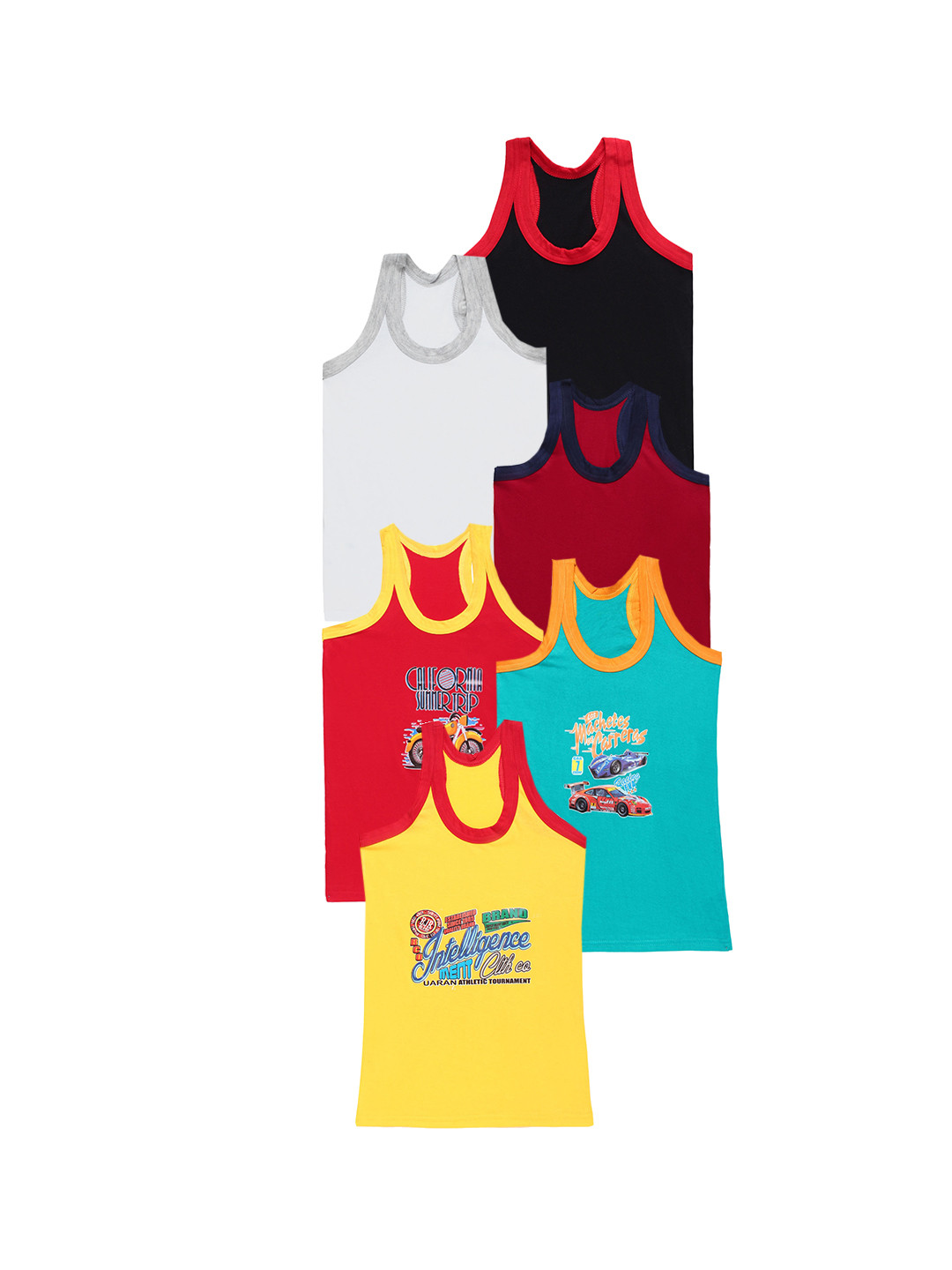 

CAREPLUS Infant Boys Pack Of 6 Cotton Innerwear Basic Vests, Red