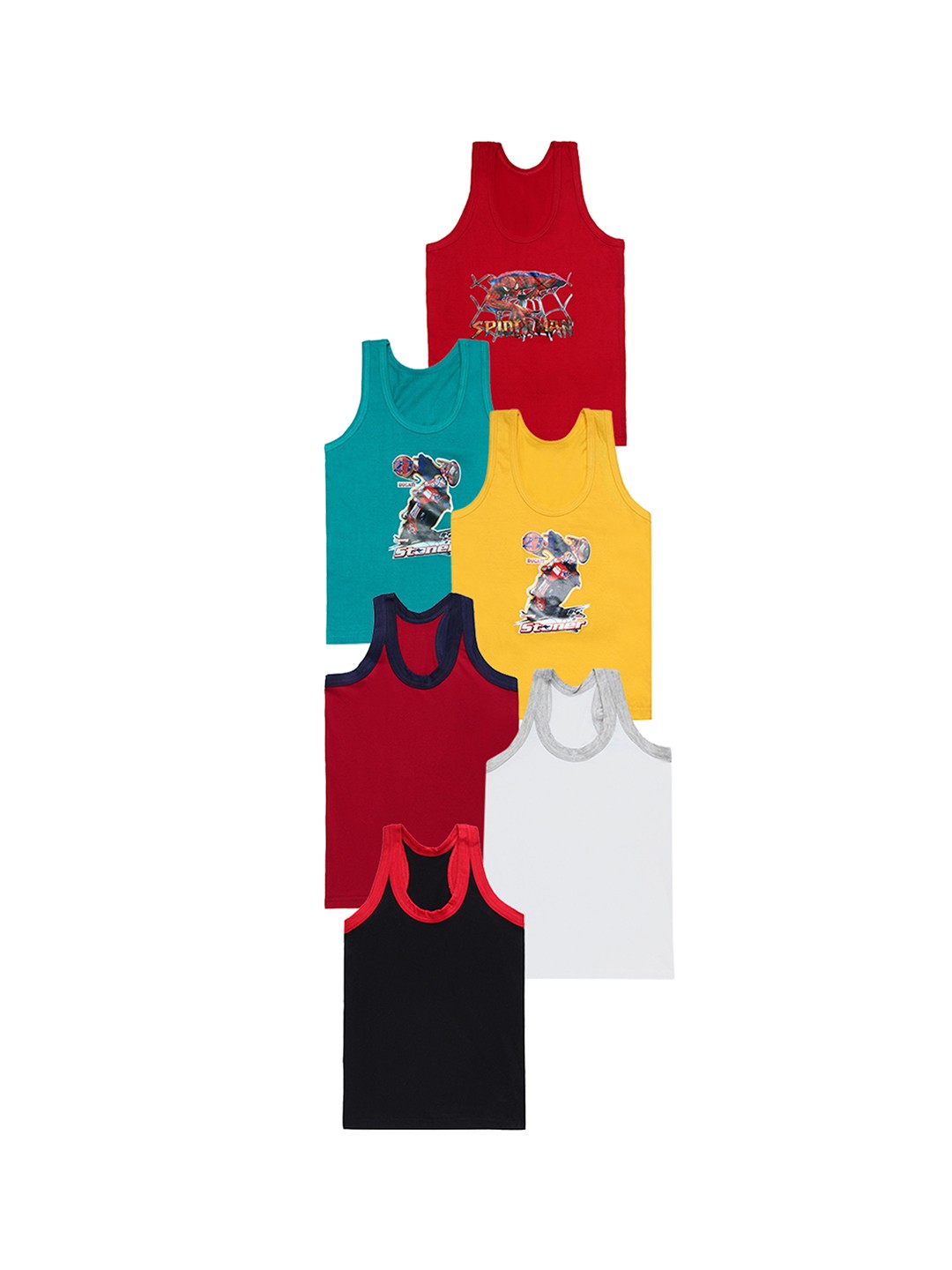 

CAREPLUS Boys Pack Of 6 Sleeveless Scoop Neck Innerwear Vests, Maroon