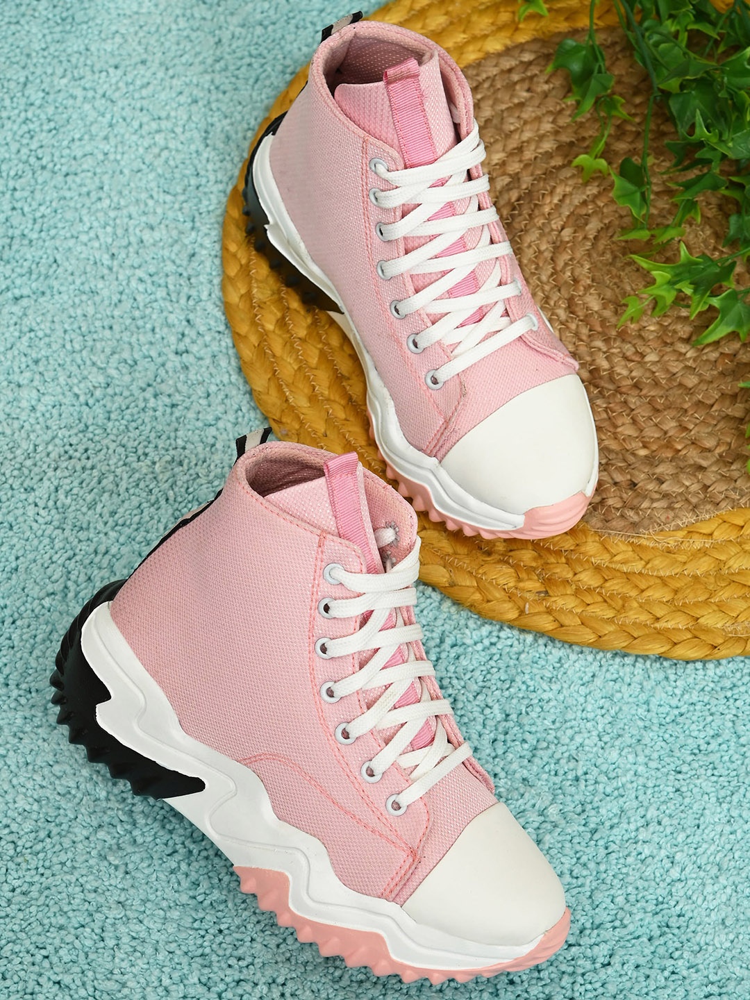 

ARIVO Women Mid Top Mesh Comfort Insole Sneakers, Pink