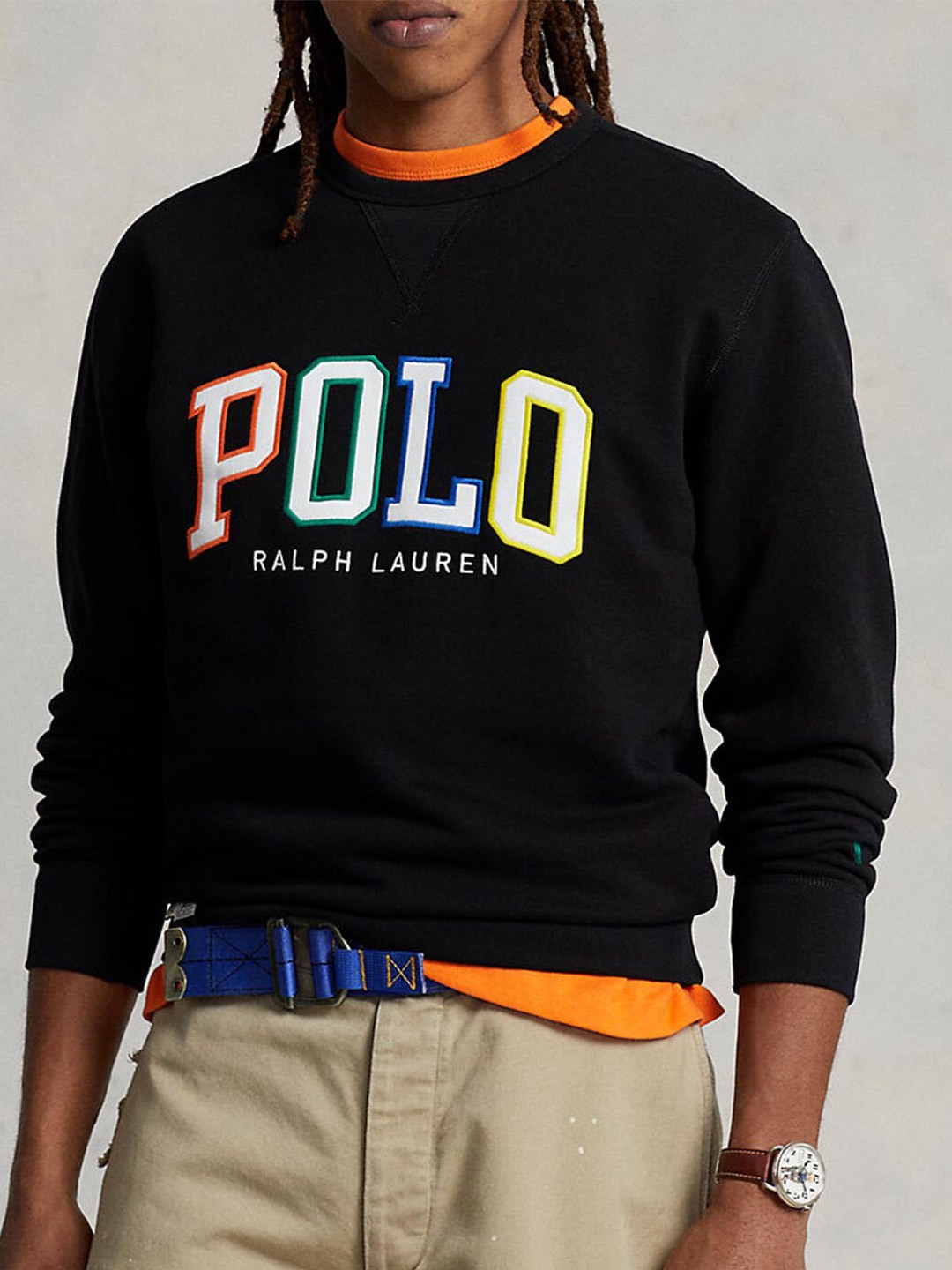 

Polo Ralph Lauren Brand Logo Printed Cotton Pullover Sweatshirt, Black