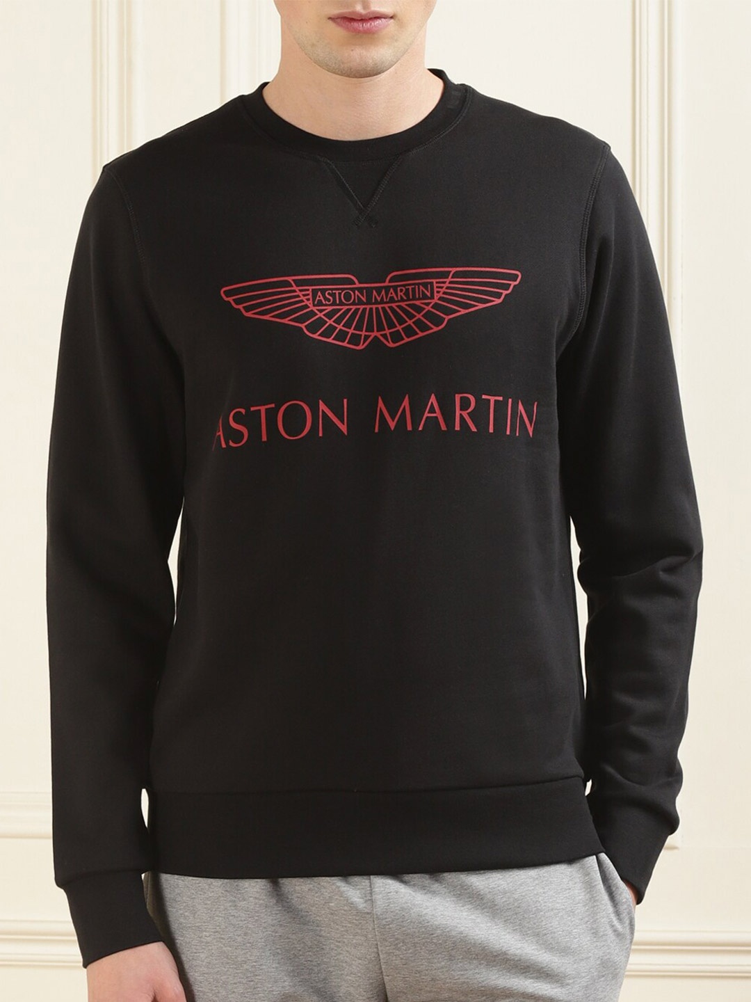 

HACKETT LONDON Round Neck Printed Sweatshirt, Black