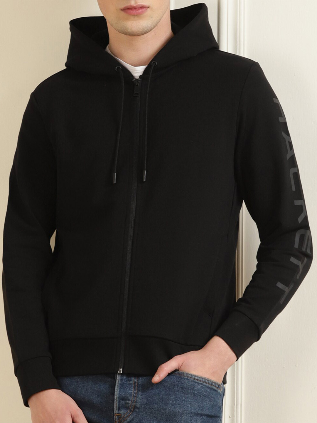

HACKETT LONDON Front Open Hooded Sweatshirt, Black