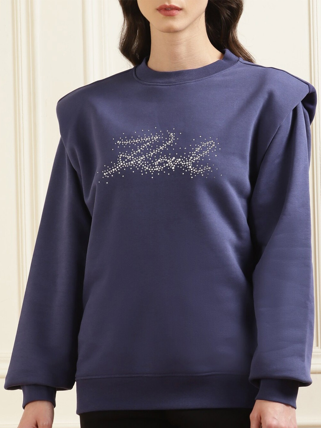 

Karl Lagerfeld Embellished Long Sleeves Pullover Sweatshirt, Blue