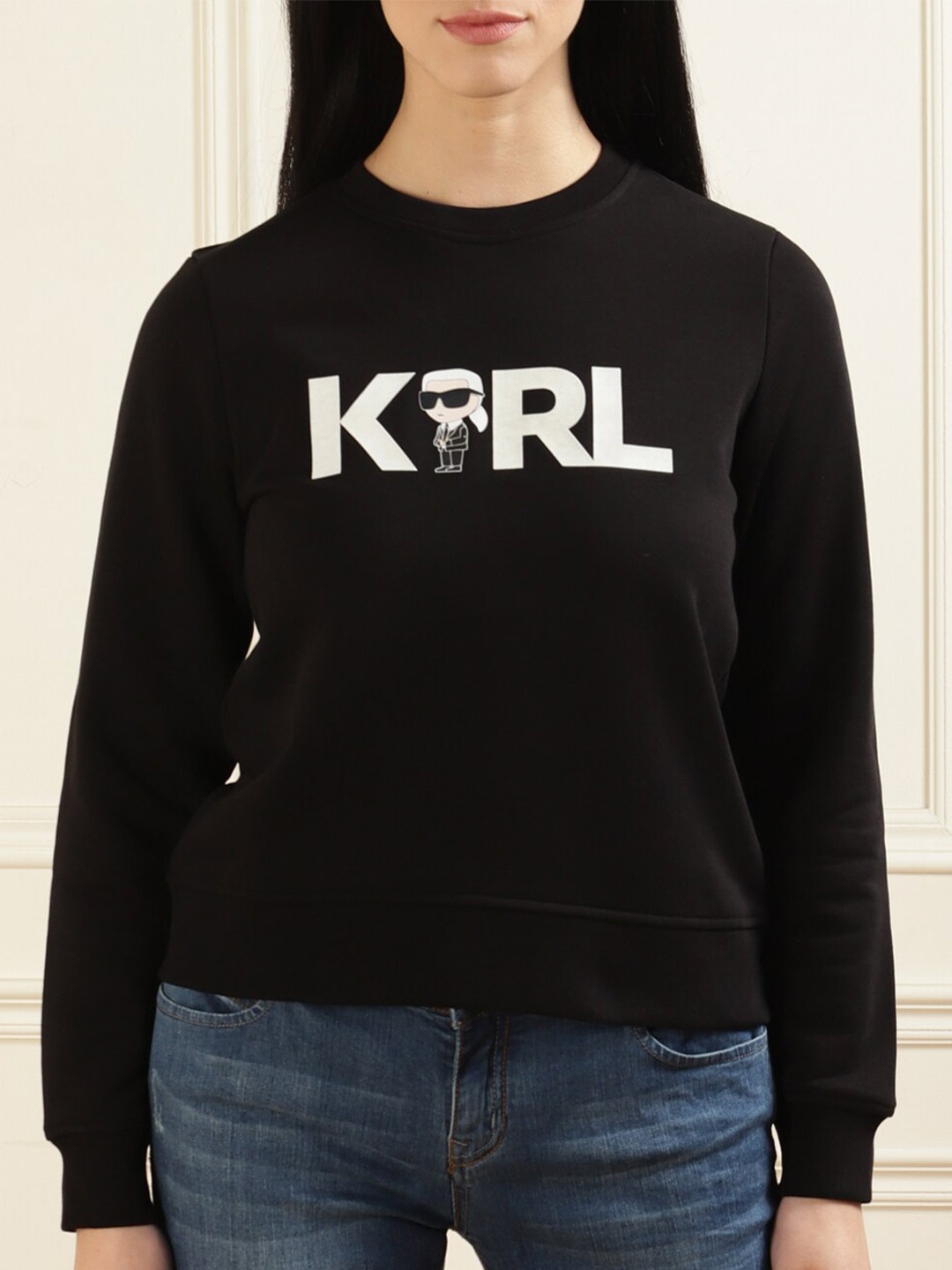 

Karl Lagerfeld Long Sleeves Graphic Printed Pullover Sweatshirt, Black