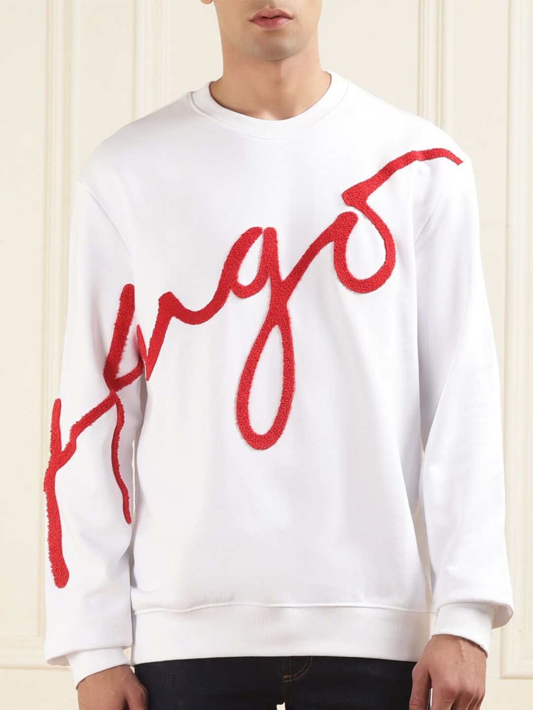 

HUGO Round Neck Printed Sweatshirt, White