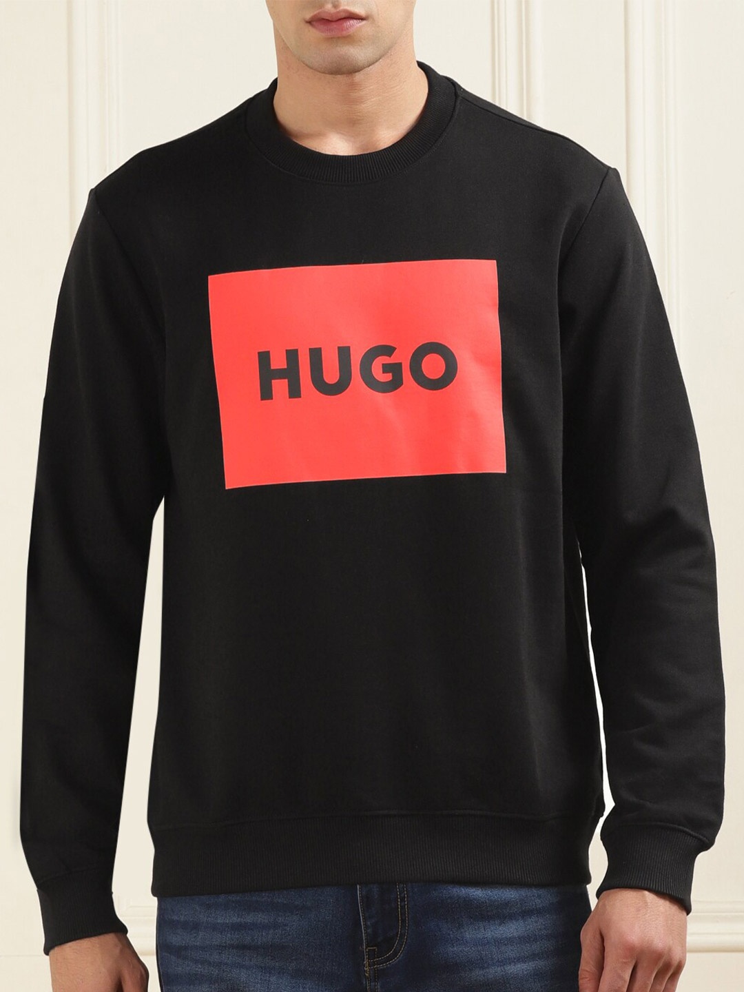 

HUGO Round Neck Printed Sweatshirt, Black