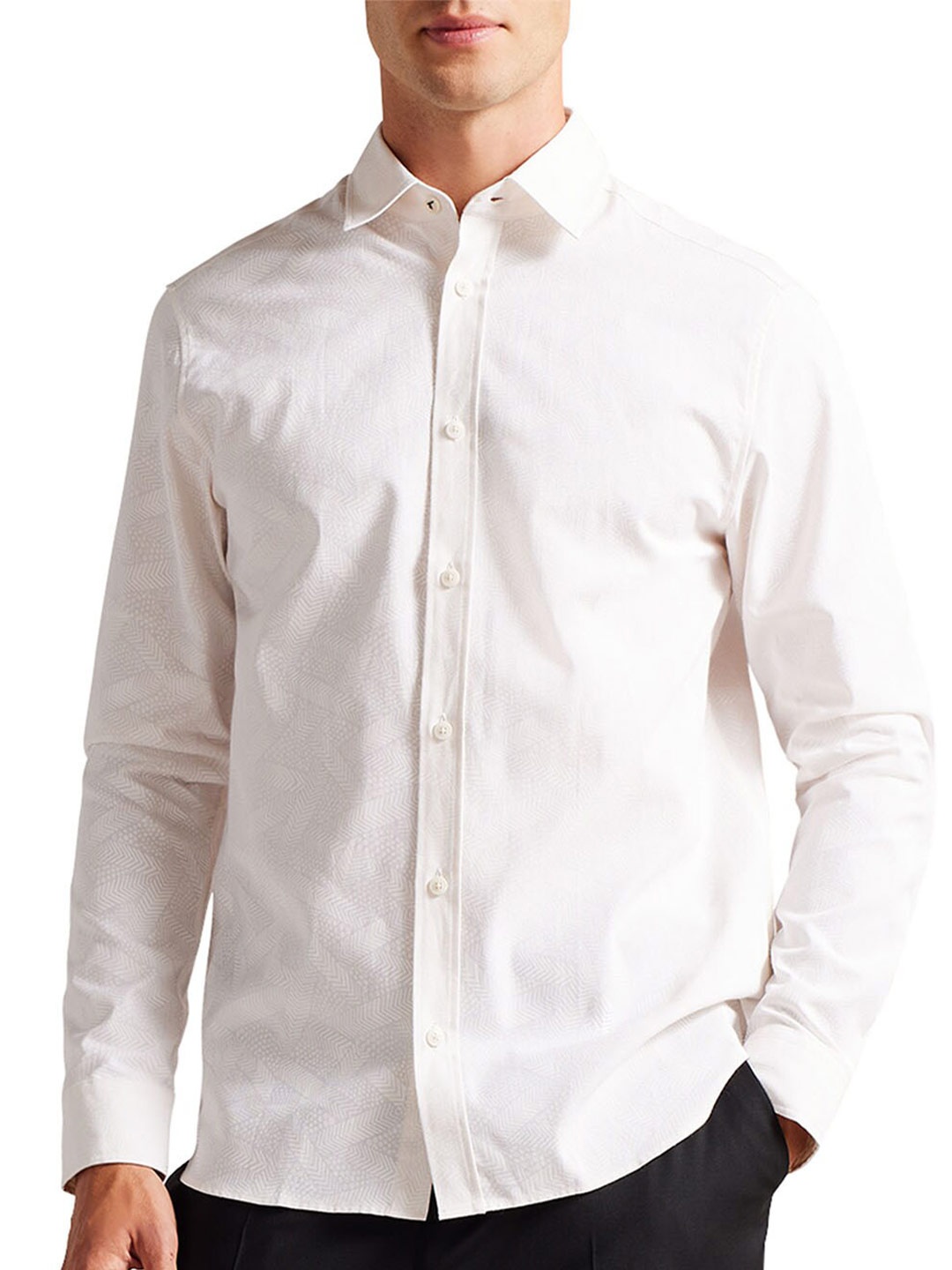 

Ted Baker Abstract Printed Casual Cotton Shirt, Off white