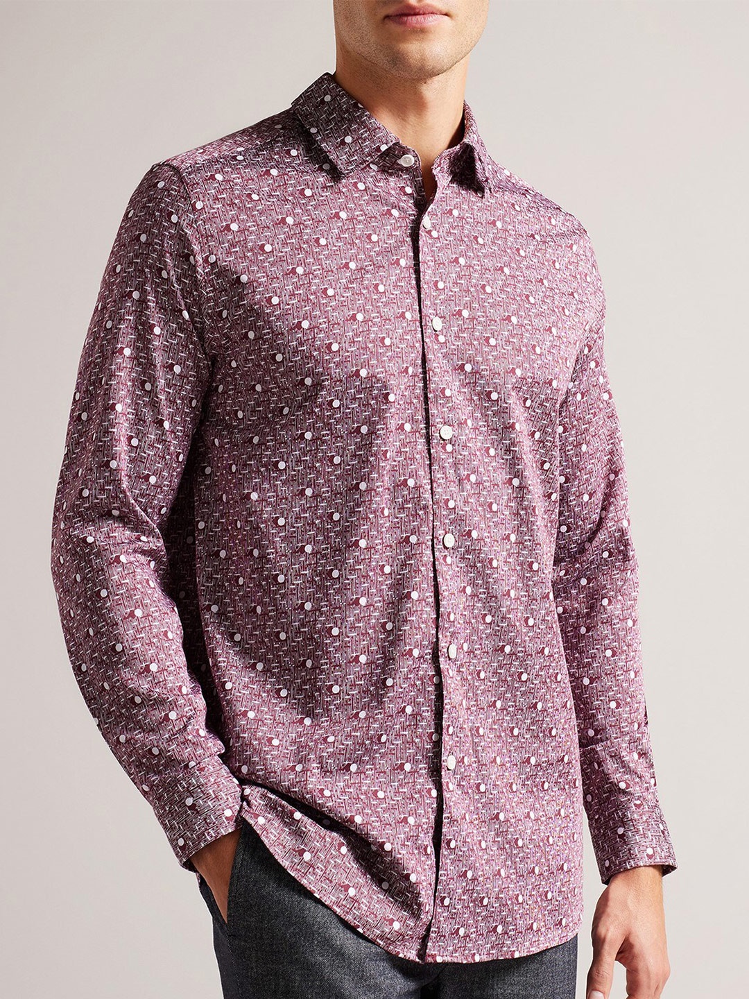 

Ted Baker Micro Ditsy Printed Casual Shirt, Red