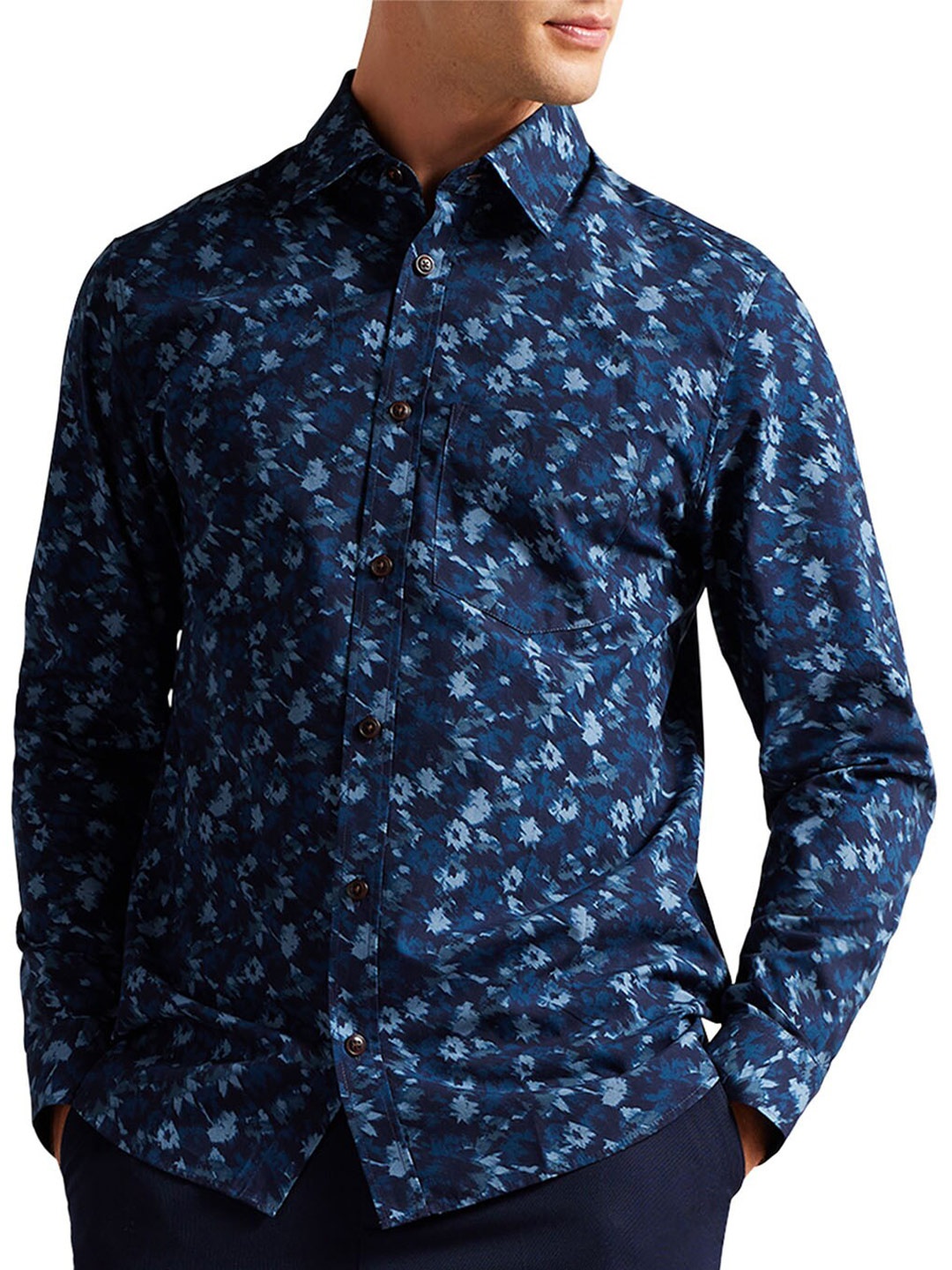 

Ted Baker Floral Printed Casual Cotton Shirt, Navy blue