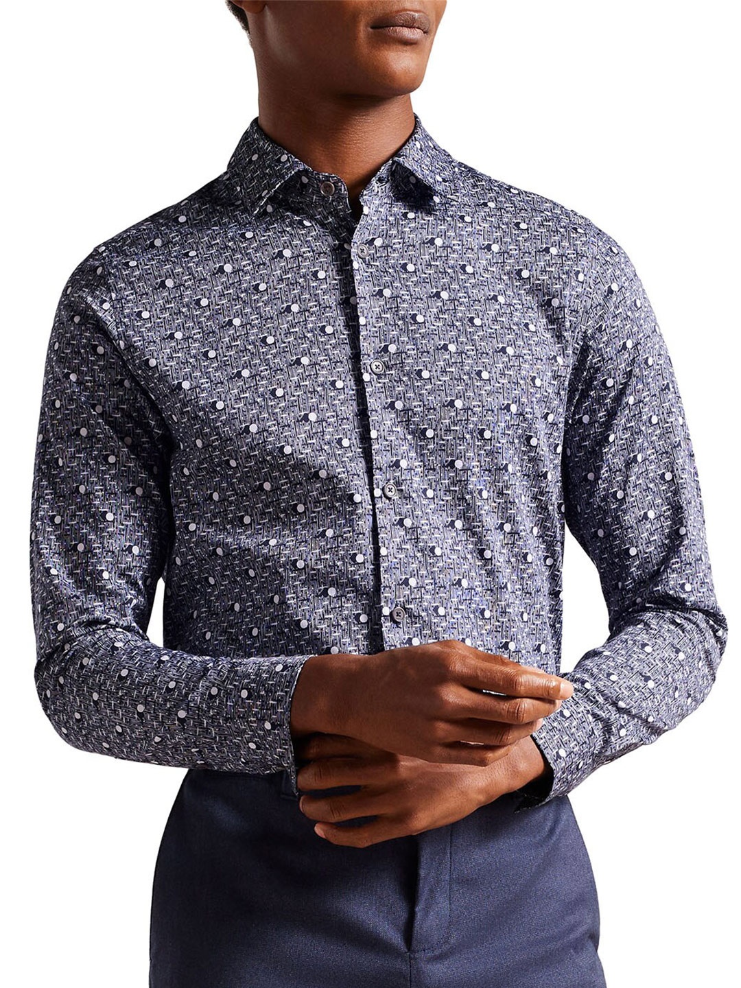 

Ted Baker Geometric Printed Formal Shirt, Navy blue